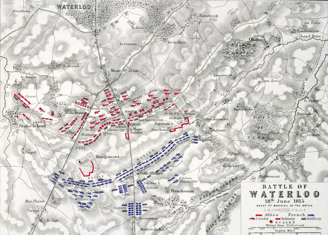 Slaget vid Waterloo, 18 juni 1815, blad 1 (se även 193243) av Alexander Keith Johnston