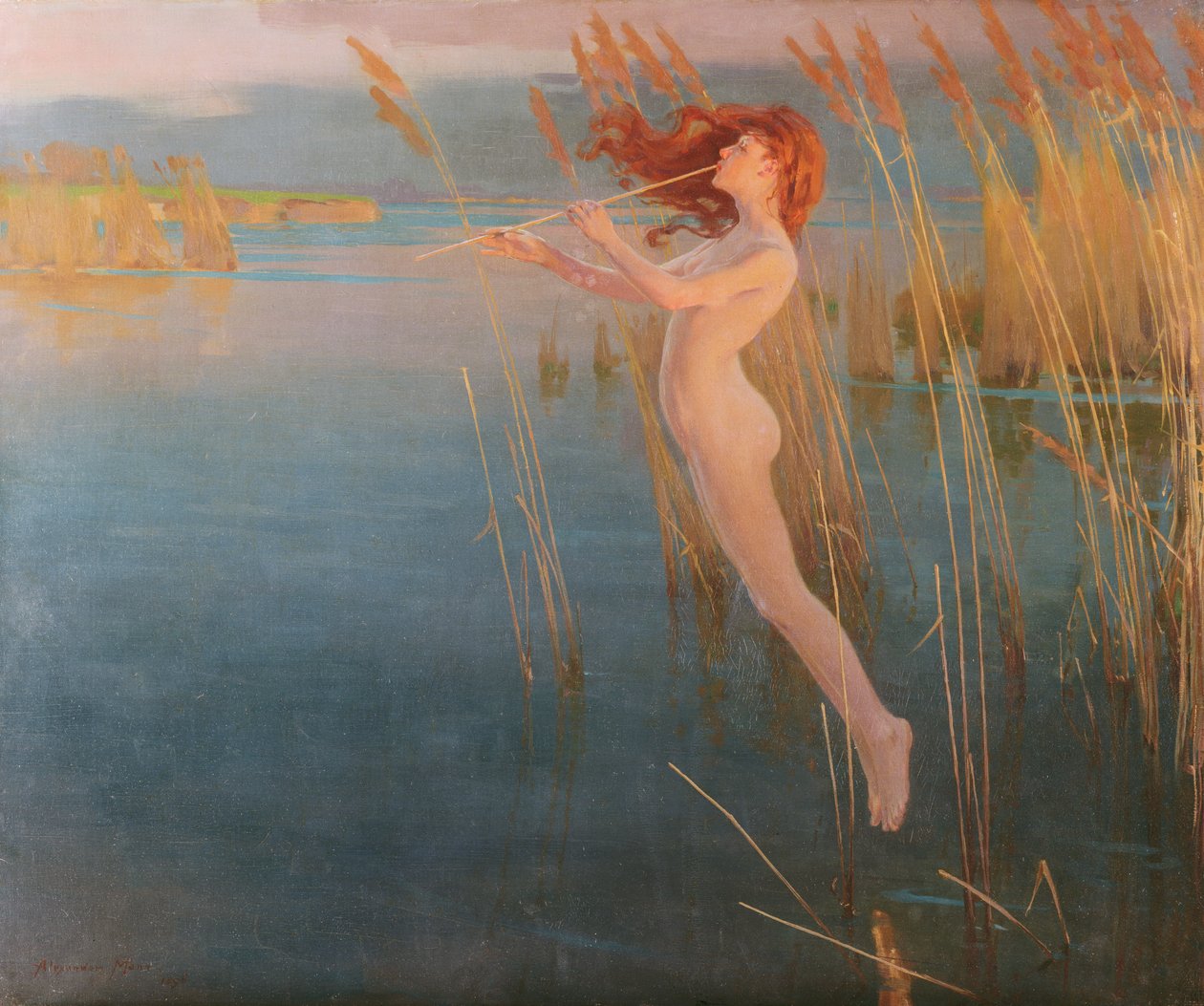 Rörflenas långa skrik vid kvällstid, 1896 av Alexander Mann