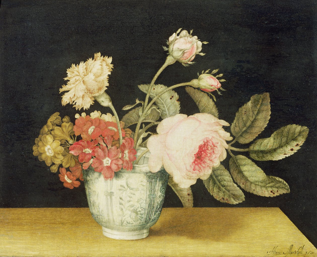 Blommor i en Delft-kruka av Alexander Marshal