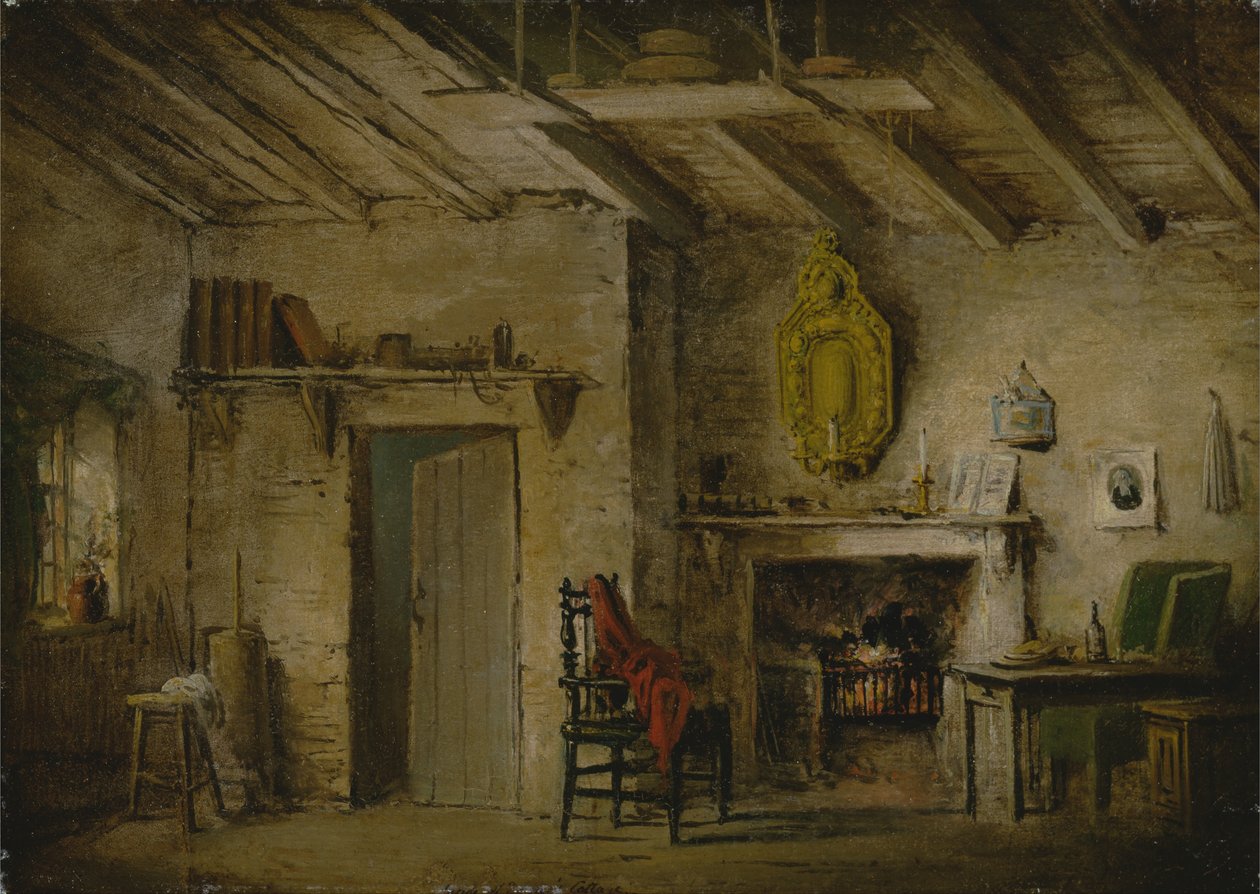 Scendesign för Heart of Midlothian; Deans Cottage av Alexander Nasmyth