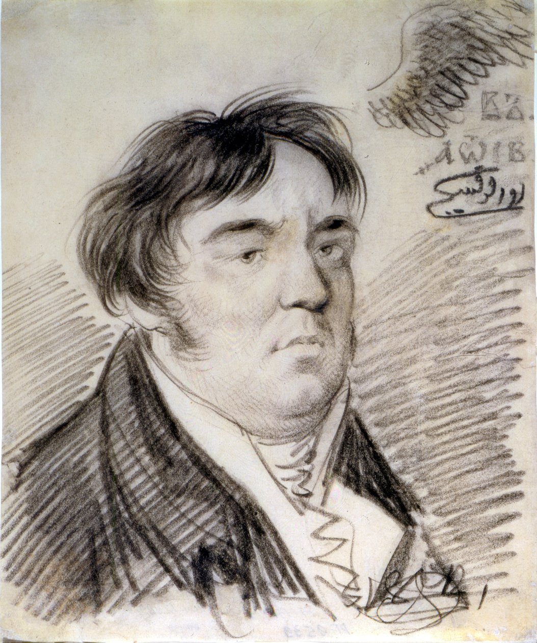 Porträtt av Ivan Krylov, 1812 (penna) av Alexander Osipovich Orlowski