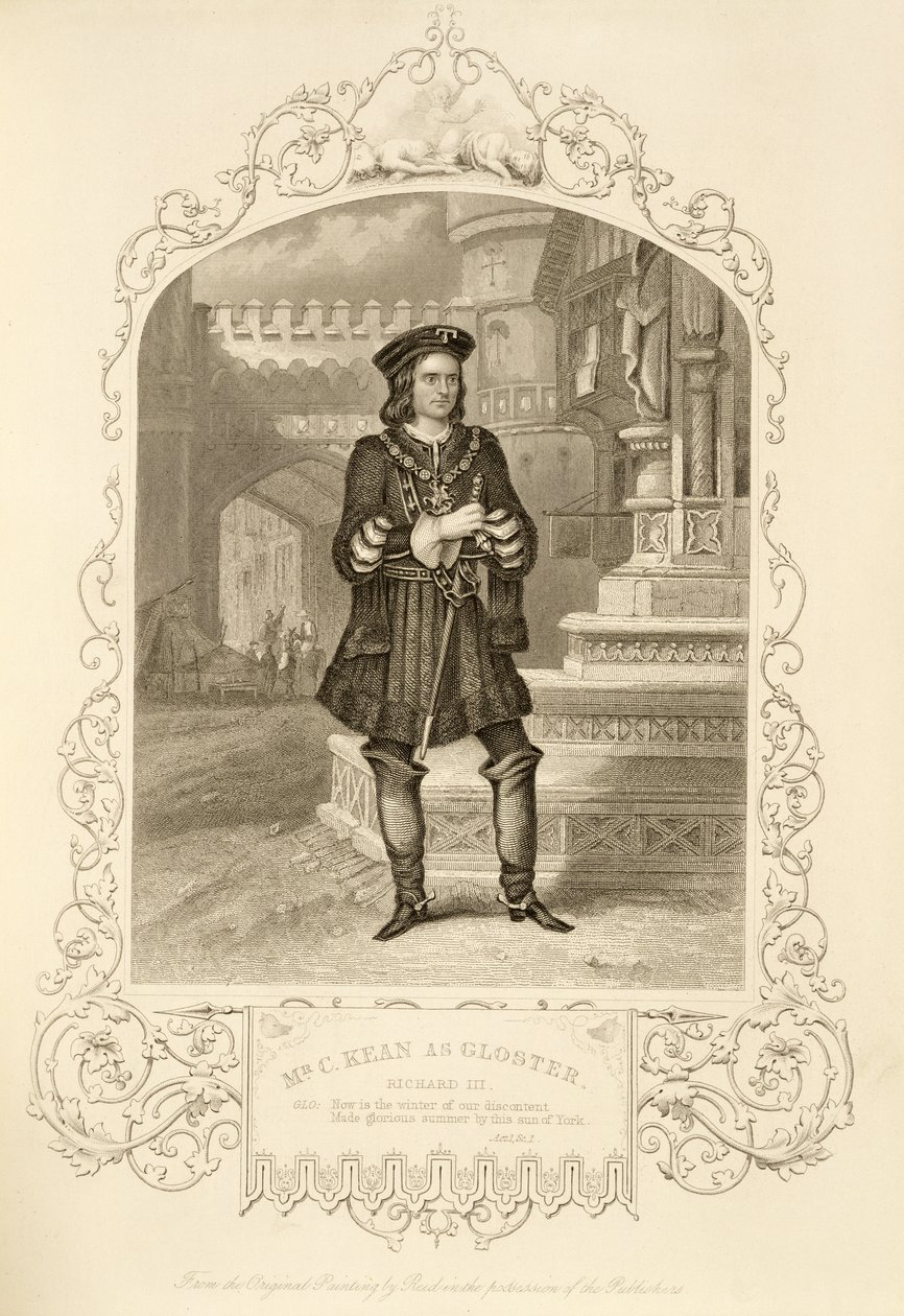 Mr C. Kean som Gloster, akt I, scen 1, i Richard III, av William Shakespeare (1564-1616) av Alexander Reid