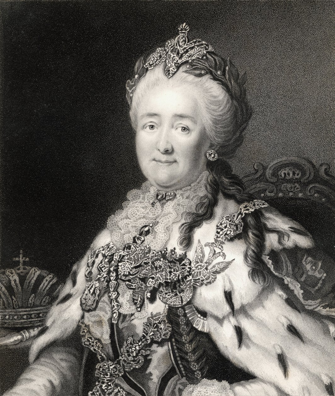 Katarina II (1729-96) av Ryssland, från "Gallery of Portraits", publicerad 1833. av Alexander Roslin