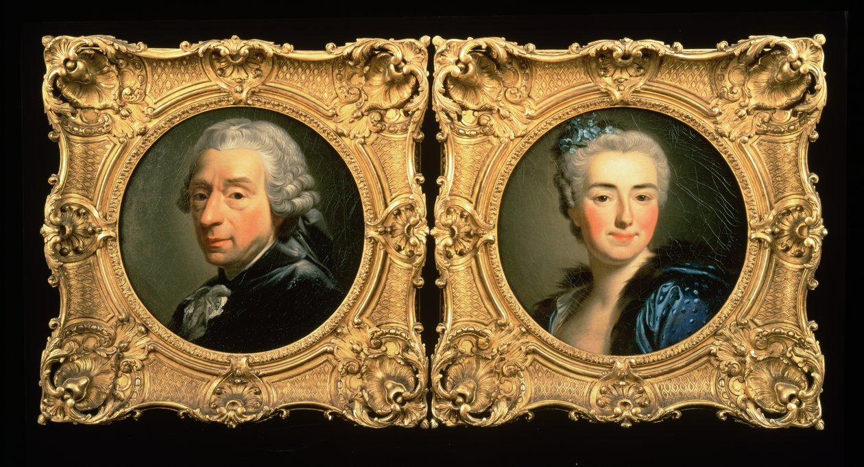 Porträtt av Francois Boucher (1703-70) och hans hustru Marie-Jeanne Buseau av Alexander Roslin