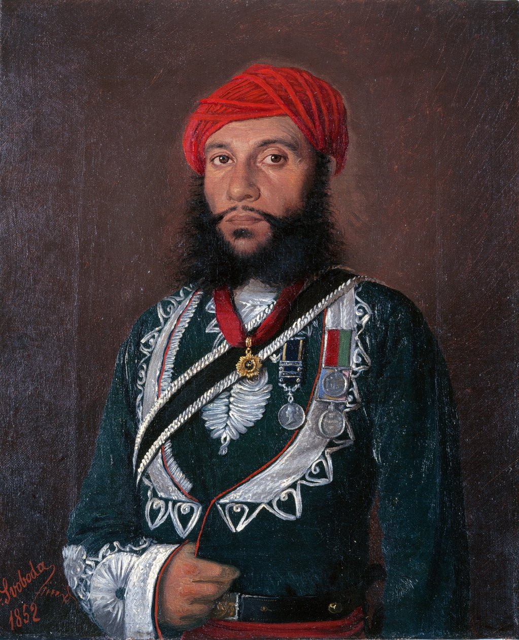 En indisk officer vid 2:a regementet irreguljär kavalleri, 1852 av Alexander Sandor Svoboda