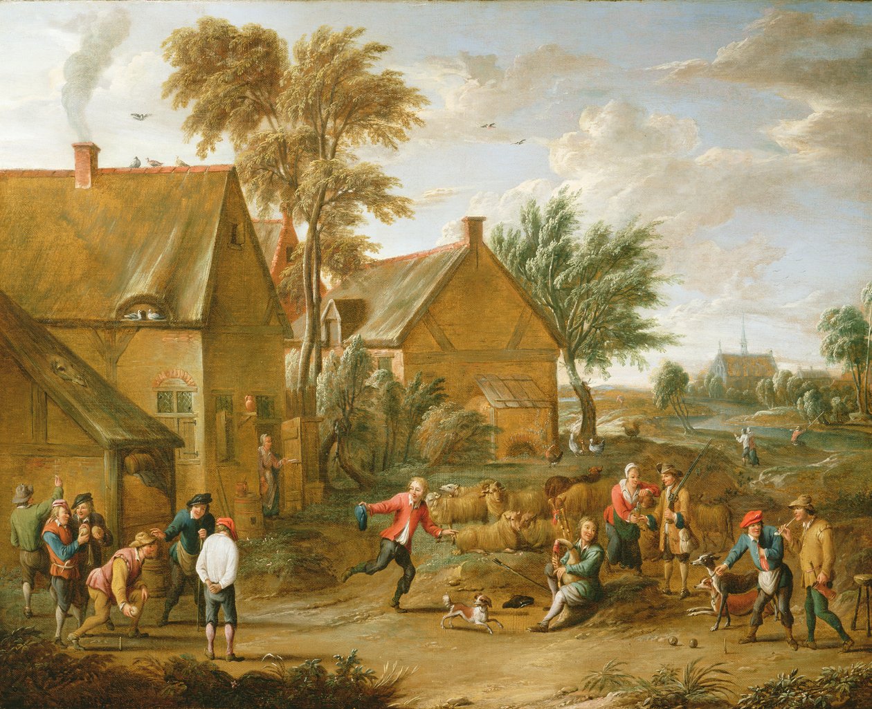 En skålmatch vid ett värdshus av Alexander van Bredael