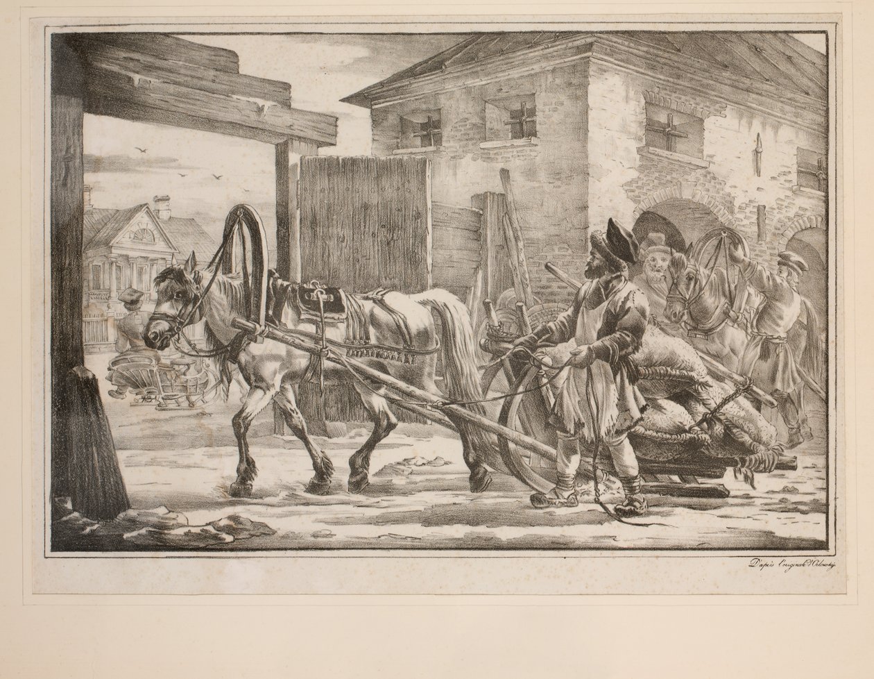 Rider ut från portarna (litho) av after Alexander Orlowski