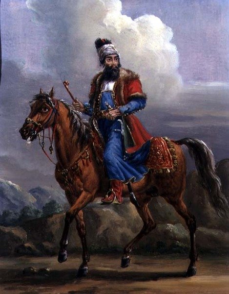 En orientalisk krigare (olja på metall) av Alexander Orlowski