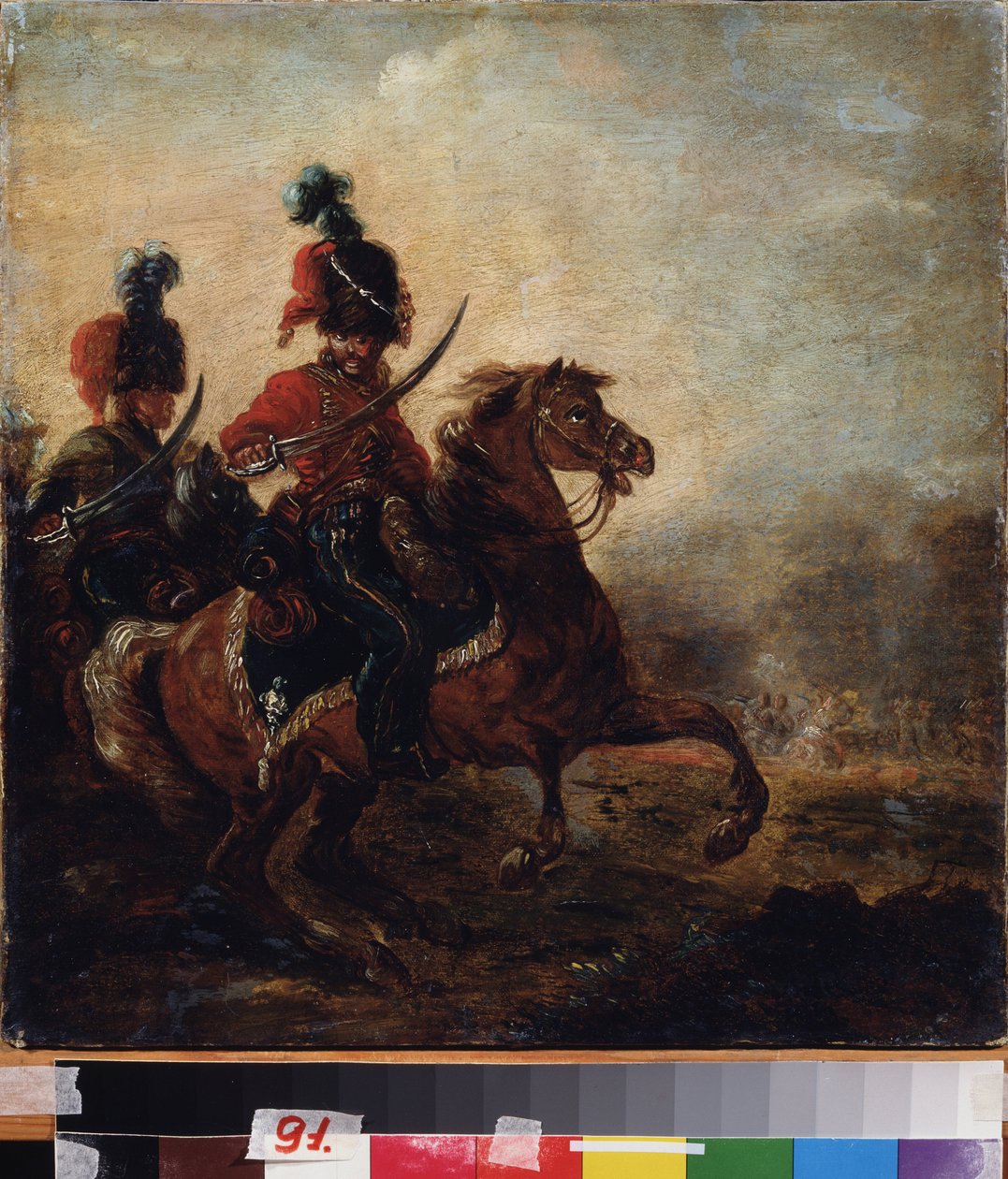 Ryttare. (Husarernas regemente). Målning av Alexander Osipovich Orlowski (1777-1832), olja på duk av Alexander Orlowski