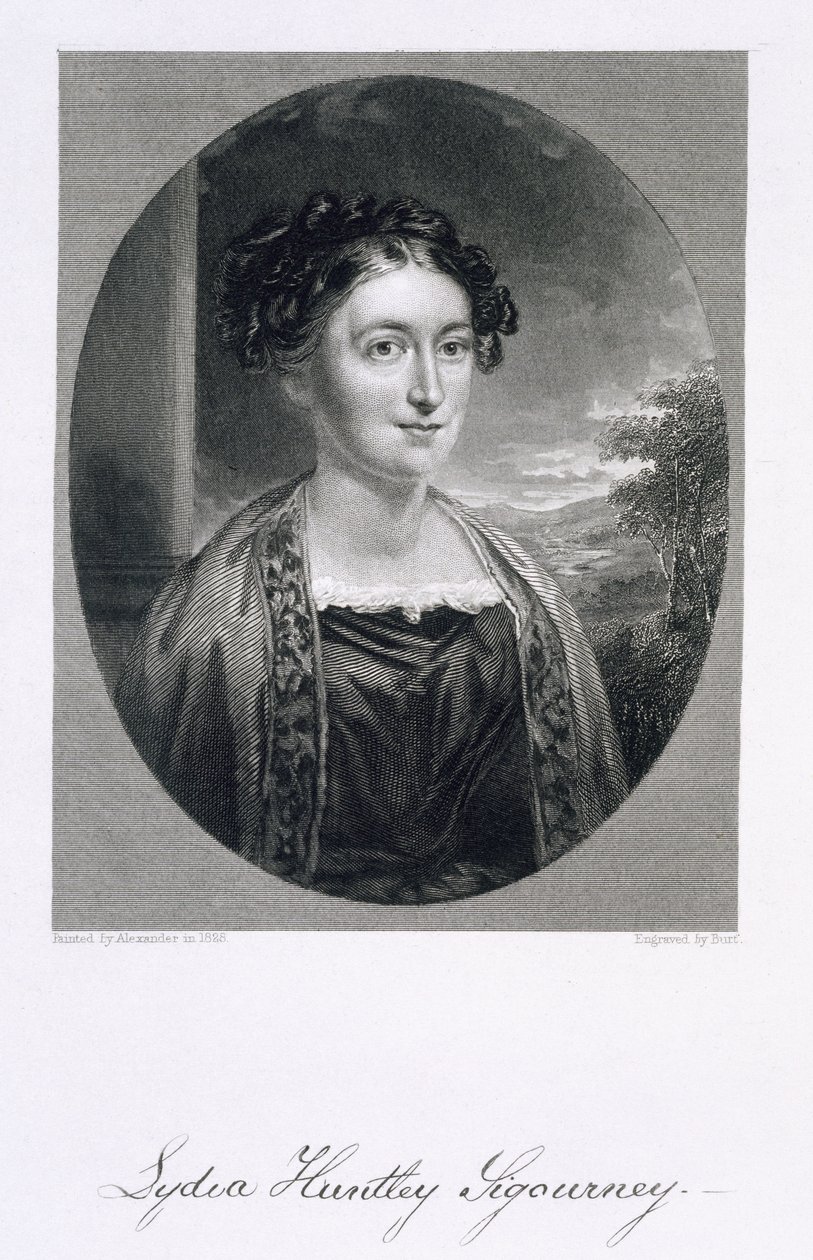 Lydia Huntley Sigourney (1791-1865), graverad av Burt av Alexander
