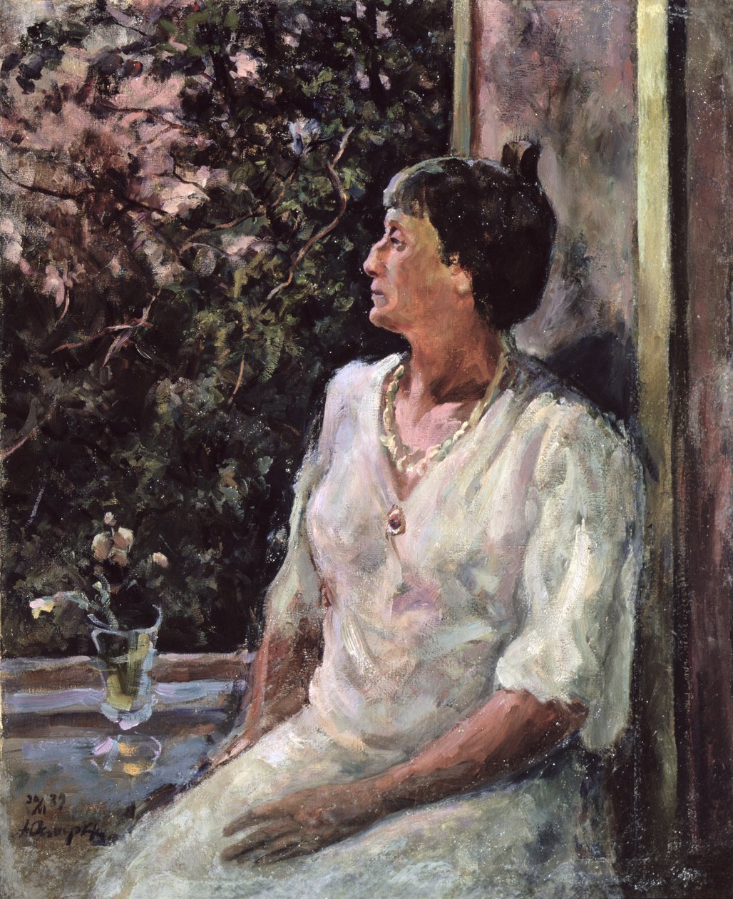 Porträtt av Anna Akhmatova, ca 1939 (olja på duk) av Alexander Alexandrovich Osmiorkin