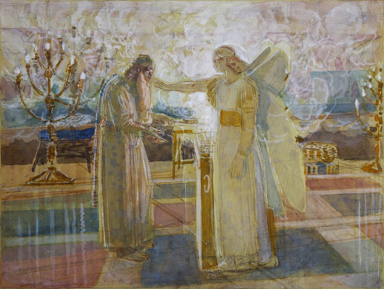 Ärkeängeln Gabriel slog Zacharias stum, slutet av 1840-talet av Alexander Andreyevich Ivanov