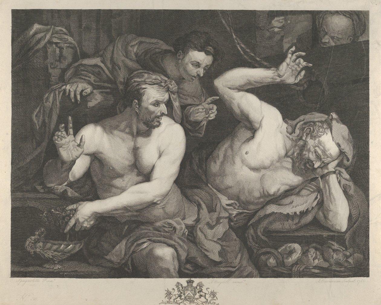 Josef tolkar drömmarna om Faroas överste butler och bagare, 1766. av Alexander Bannerman