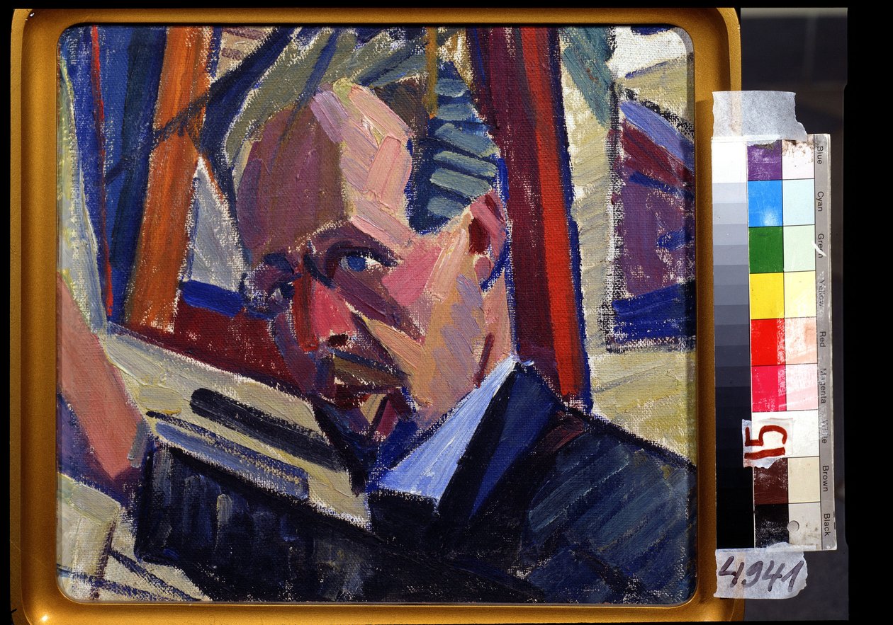 Självporträtt. Målning av Alexander Konstantinovich Bogomazov (1880-1930). Olja på duk, 30,5 x 33 cm av Alexander Bogomazov