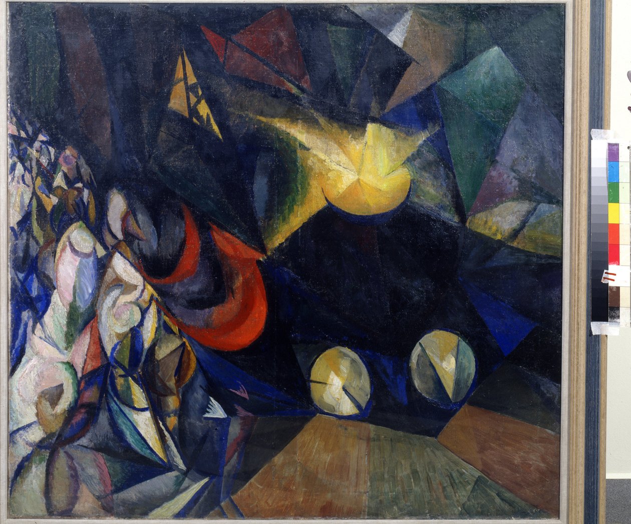 Ångmotor. Målning av Alexander Konstantinovich Bogomazov (1880-1930). Olja på duk av Alexander Bogomazov