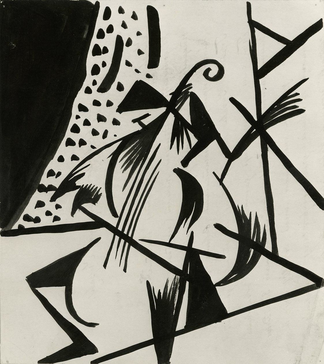 Musiker, ca 1914-15 (penna och bläck på papper) av Alexander Bogomazov