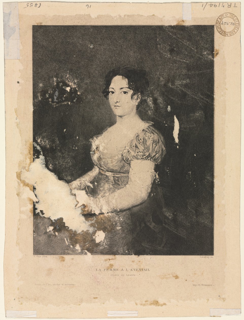 Kvinnan med ett fan, efter Goya (verso) av Alexander Claude Louis Lavalley
