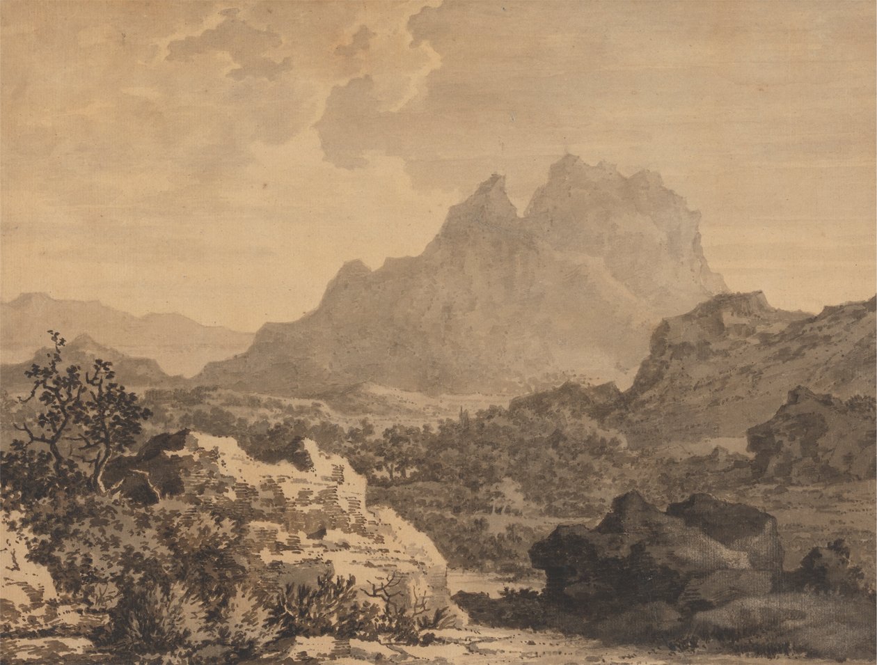Bergigt landskap av Alexander Cozens