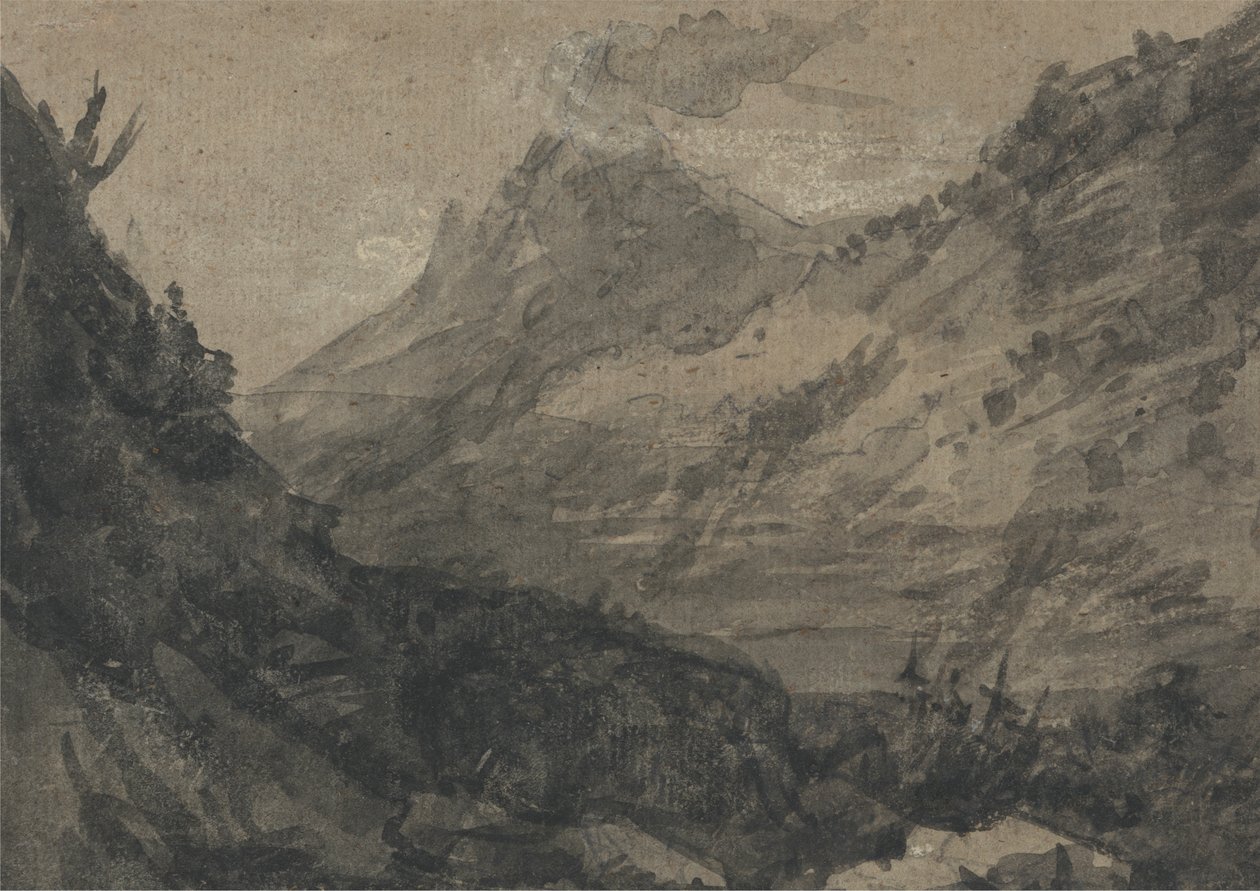 Bergigt landskap av Alexander Cozens