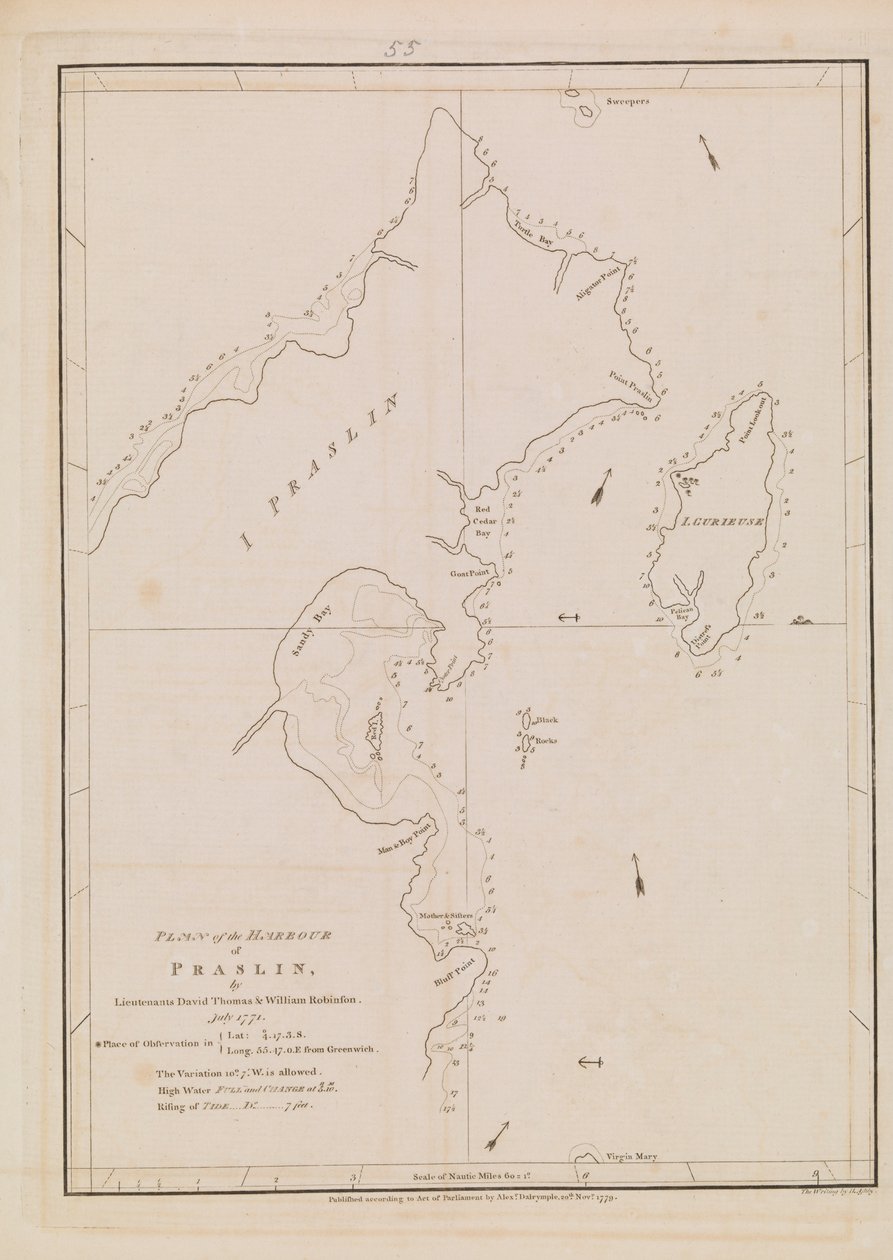 Plan över hamnen i Praslin, sent 1700-tal till tidigt 1800-tal (papper) av Alexander Dalrymple