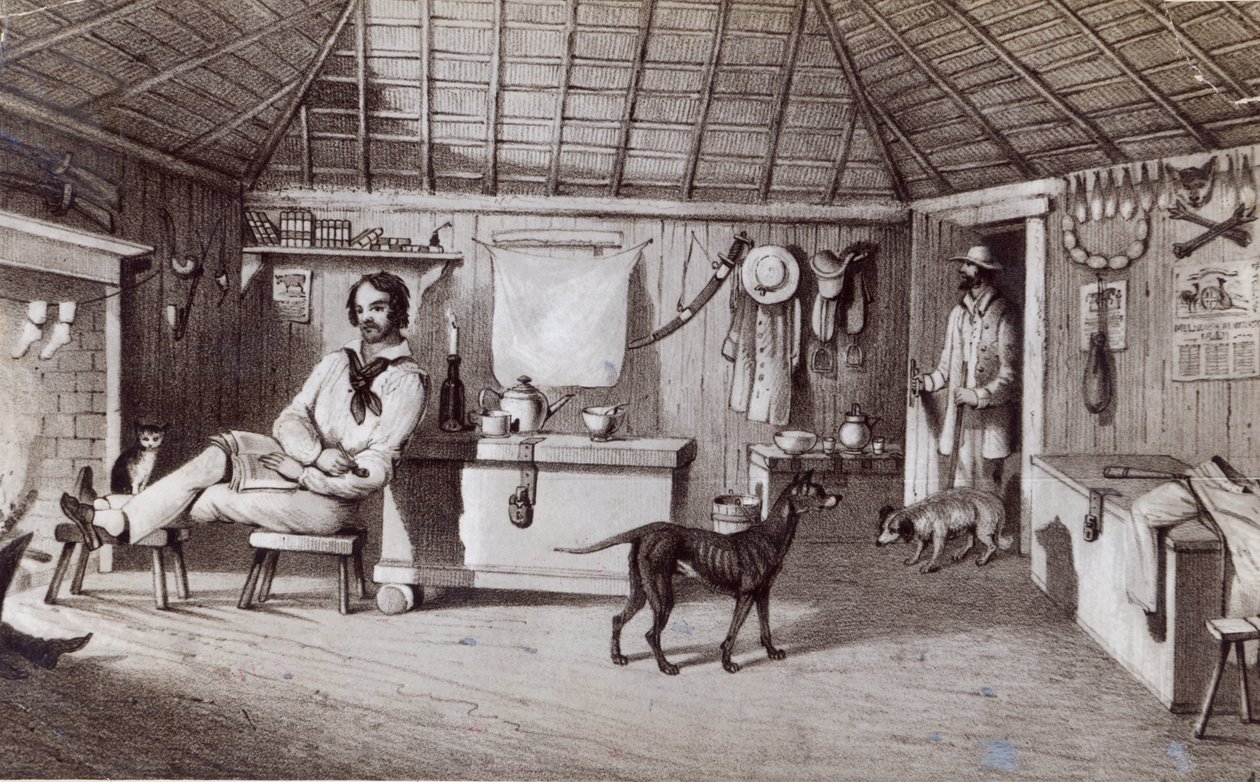 Squatterens første hjem, c.1847 swed av Alexander Denistoun Lang