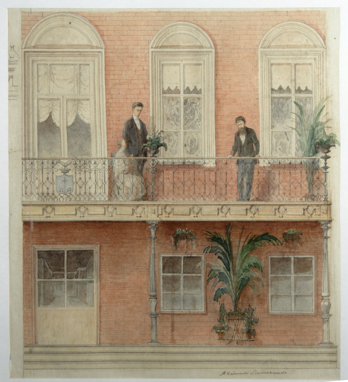Balkongprojektet för familjehuset Schwarz i Estate Bely Kolodets, 1875 av Alexander Dmitrievich Litovchenko