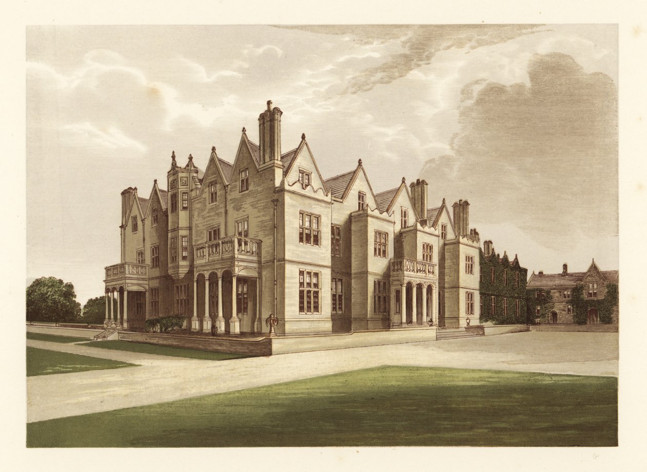 Acton Reynald Hall., Shropshire, England. ,1880 (gravyr) av Alexander Francis (after) Lydon