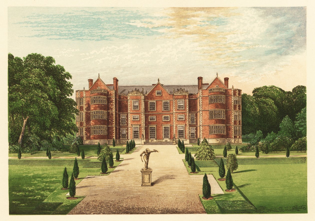 Burton-Agnes Hall, Yorkshire, England. 1880 (gravyr) av Alexander Francis (after) Lydon