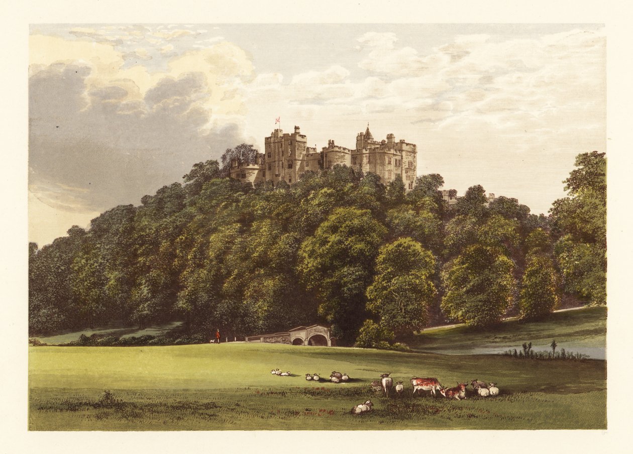 Dunster Castle, Somersetshire, England. ,1880 (gravyr) av Alexander Francis (after) Lydon