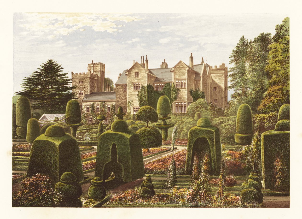 Levens Hall., Cumbria, England. ,1880 (gravyr) av Alexander Francis (after) Lydon