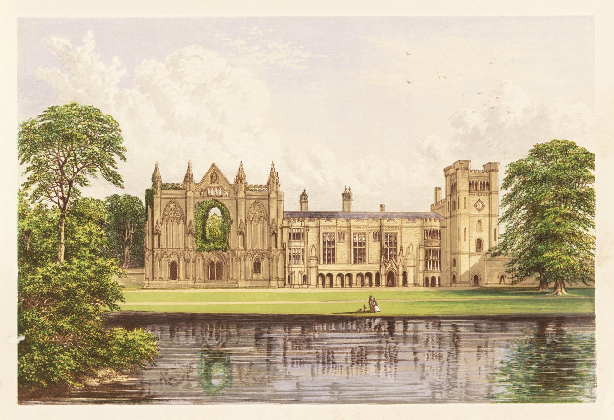 Newstead Abbey, Nottinghamshire, England. 1880 (gravyr) av Alexander Francis (after) Lydon