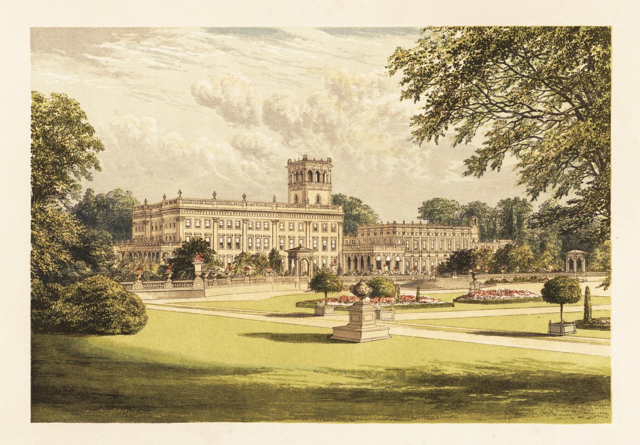 Trentham Hall, Staffordshire, England. ,1880 (gravyr) av Alexander Francis (after) Lydon