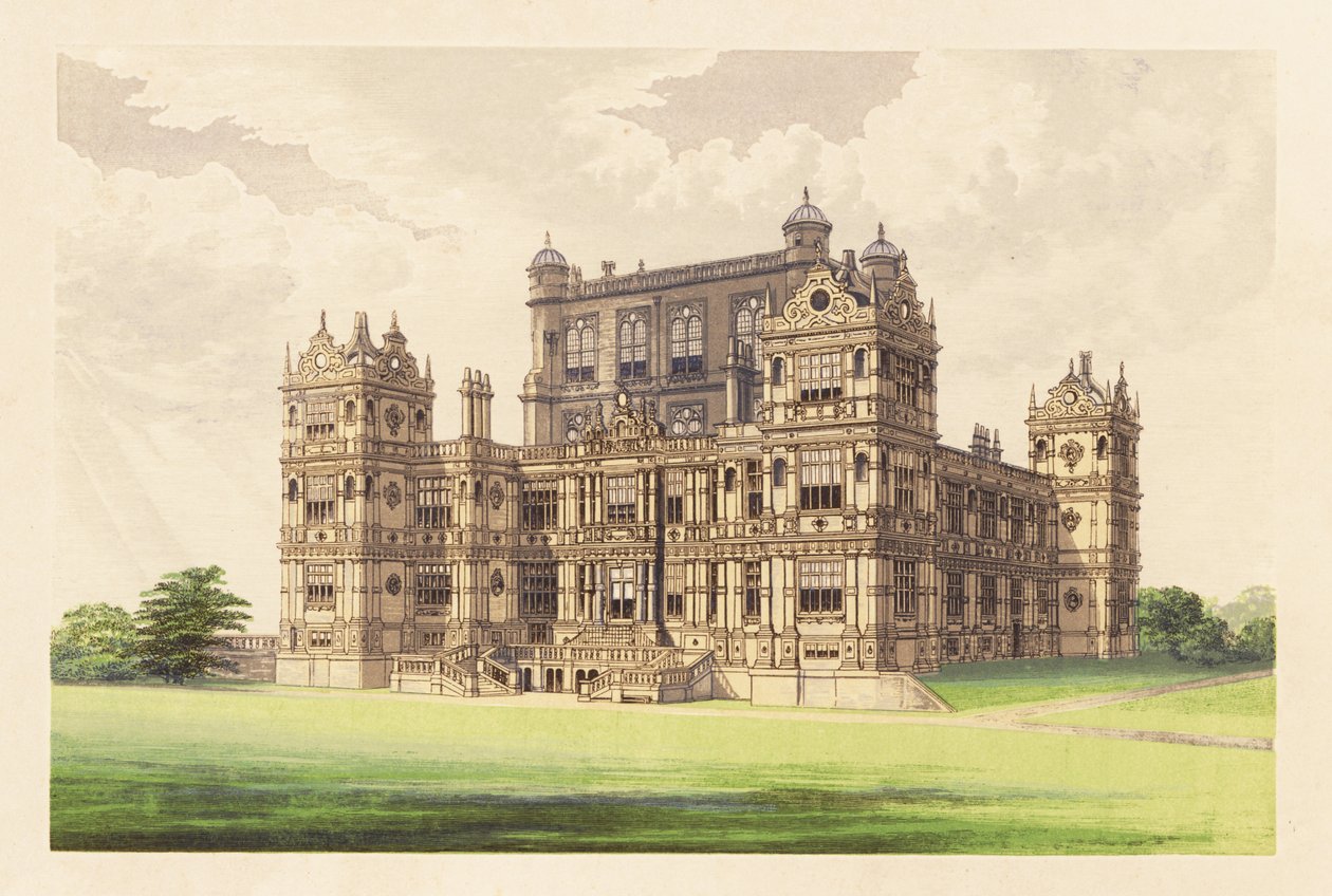 Wollaton Hall, Nottingham, England. ,1880 (gravyr) av Alexander Francis (after) Lydon