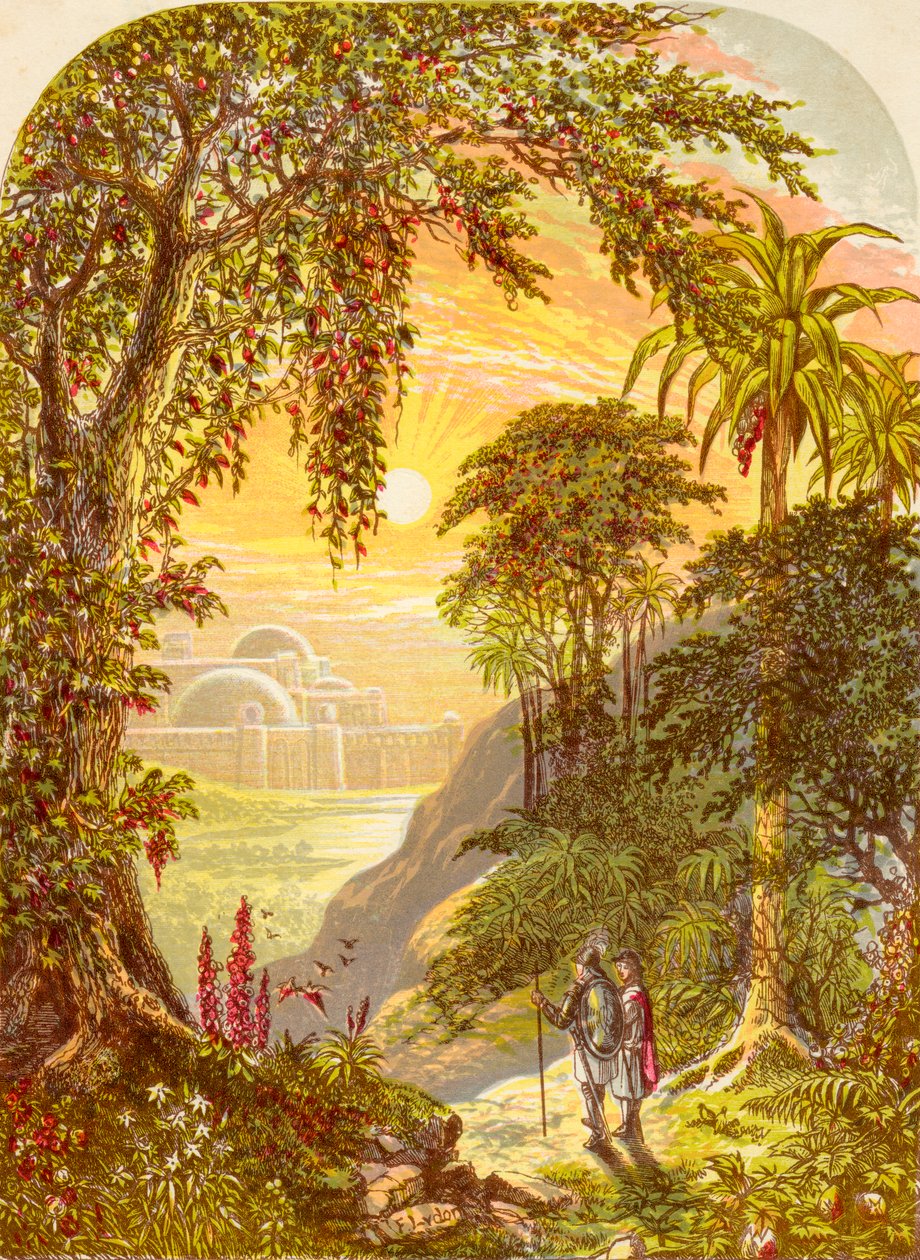 Christian and Hopeful in the land of Beulah, från The Pilgrims Progress av John Bunyan, publicerad ca 1880 av Alexander Francis Lydon