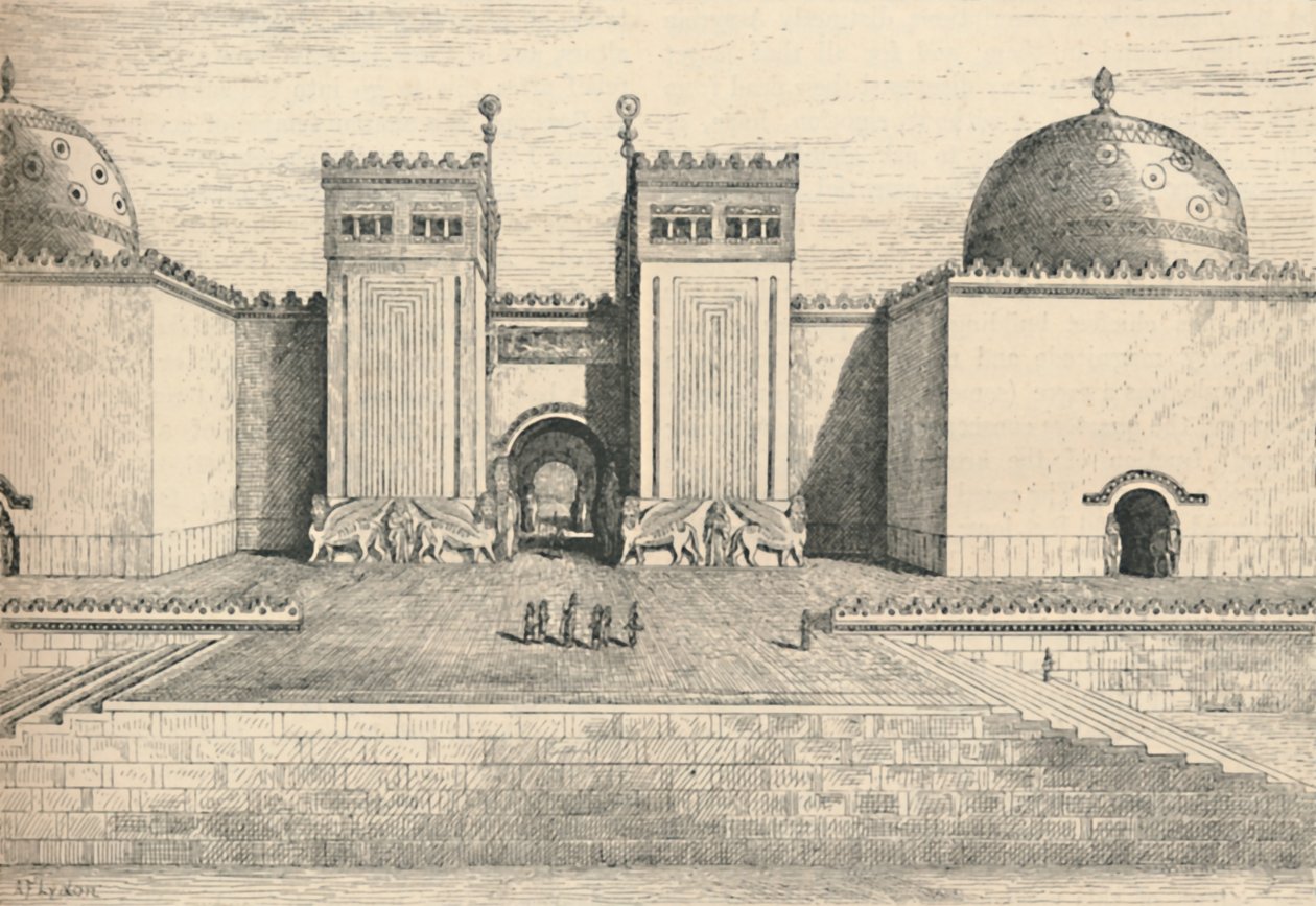 Sargons Palace, Khorsabad: Den sydöstra porten, 1886 av Alexander Francis Lydon