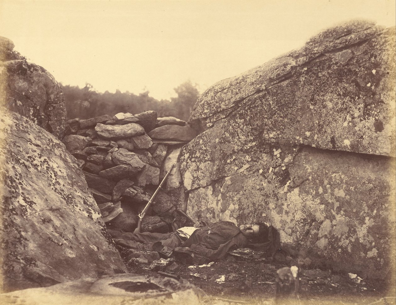 Hem för en rebellisk skarpskytt, Gettysburg av Alexander Gardner
