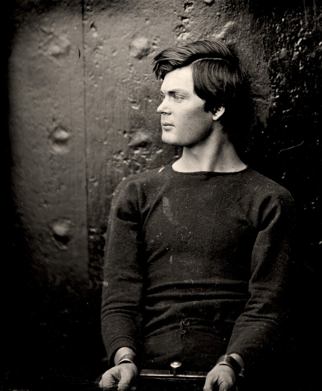 Lewis Powell i handledsjärn ombord på USS Saugus, 1865 av Alexander Gardner