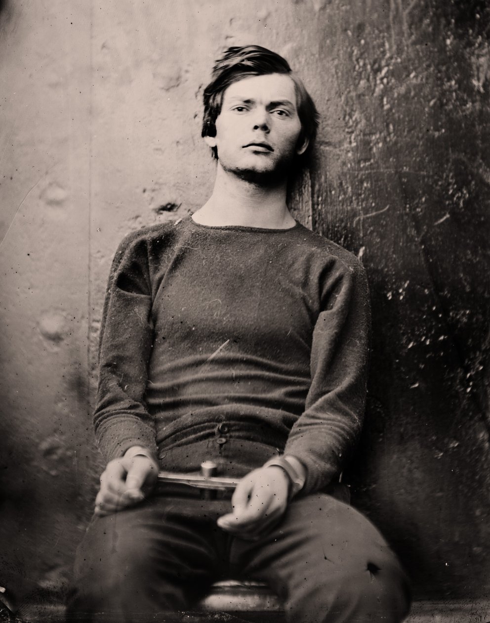 Lewis Powell i handledsjärn ombord på USS Saugus, 1865 av Alexander Gardner
