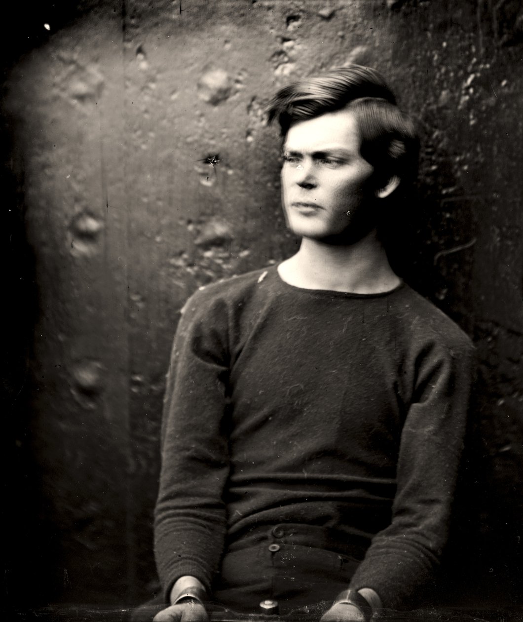 Lewis Powell i handledsjärn ombord på USS Saugus, 1865 av Alexander Gardner