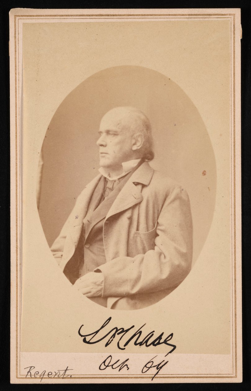 Porträtt av Salmon Portland Chase 1808-1873, oktober 1864. av Alexander Gardner