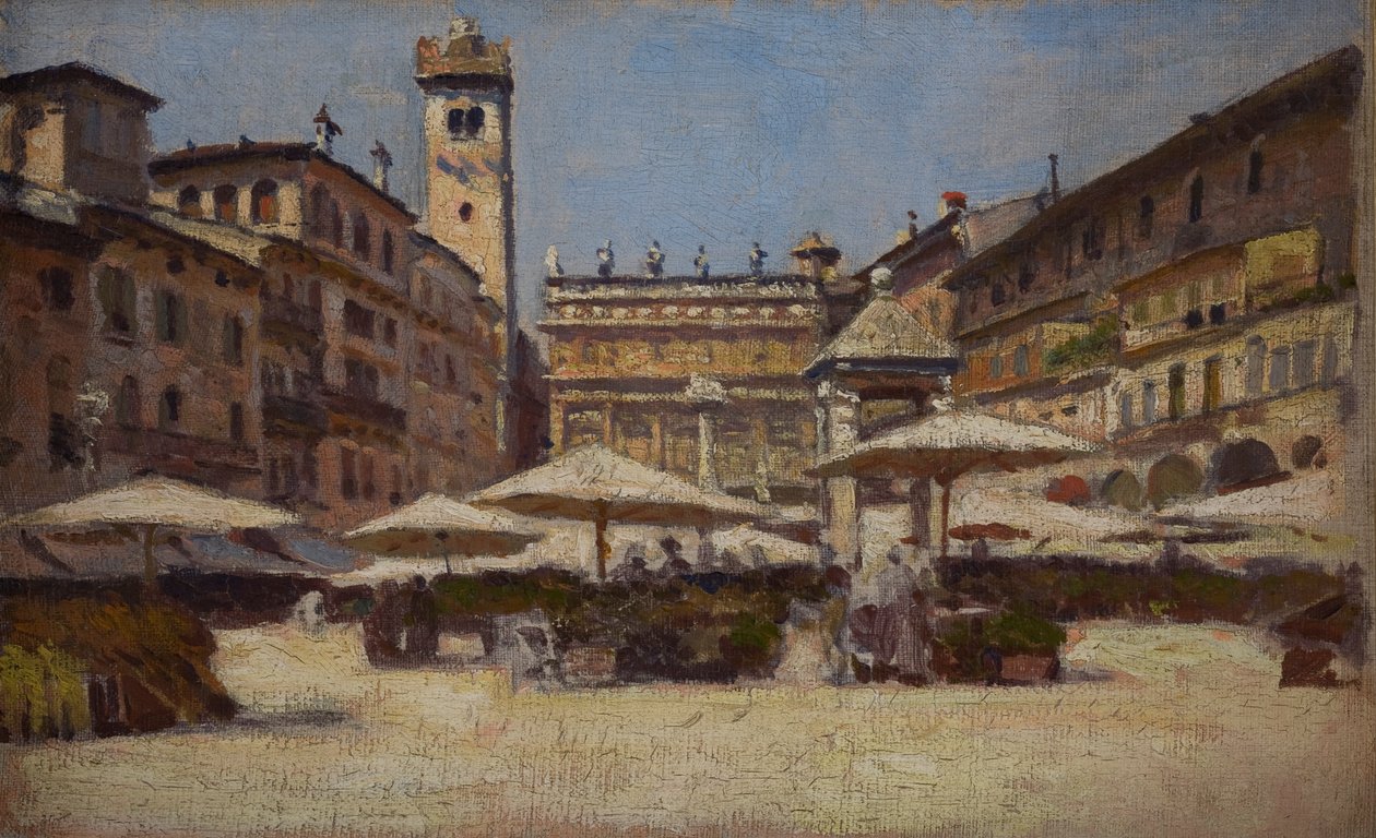 Piazza delle Erbe i Verona, ca 1900 (olja på duk) av Alexander Gierymski