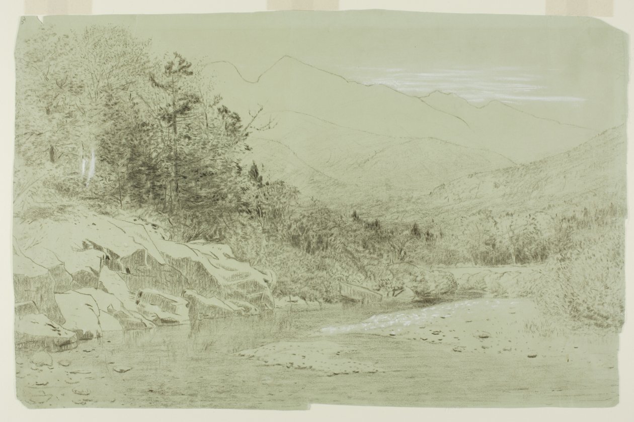 Flodström med berg i fjärran av Alexander Helwig Wyant