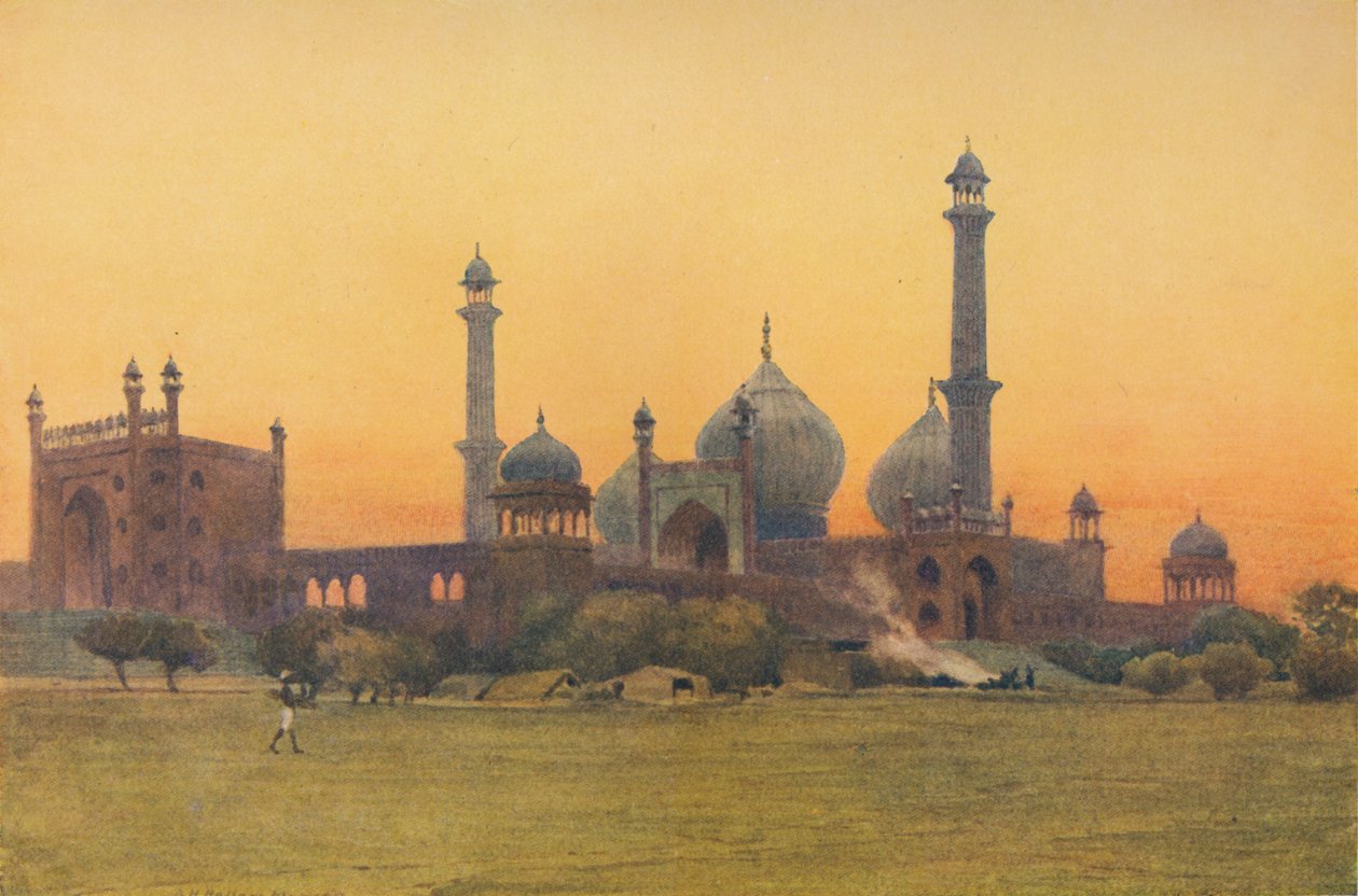 The Jumma Musjid, Delhi - Vid solnedgången, c1880 1905. av Alexander Henry Hallam Murray
