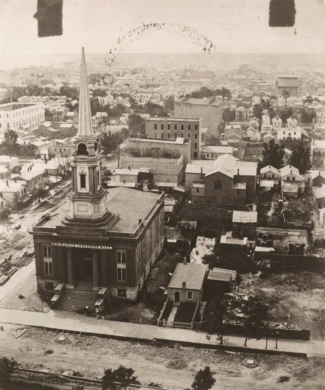 Utsikt söderut från kupolen på domstolsbyggnaden i Chicago, 1858 av Alexander Hesler