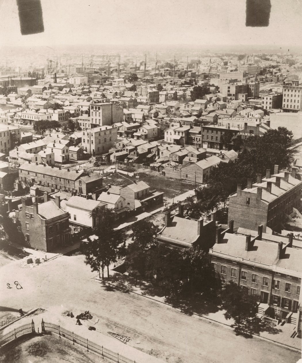Utsikt sydväst från kupolen på domstolsbyggnaden i Chicago, 1858 av Alexander Hesler