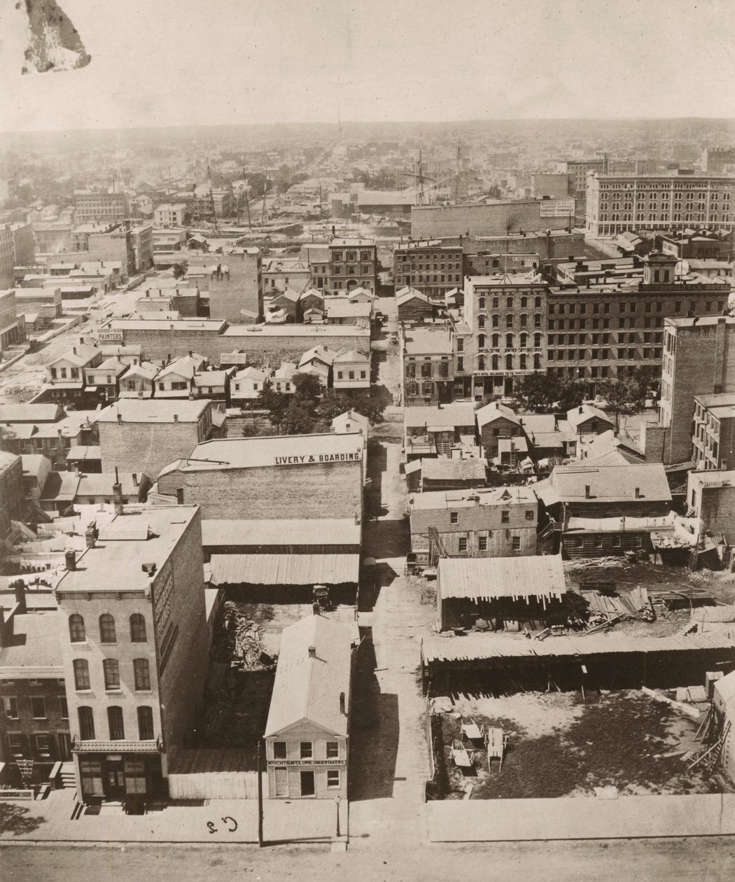 Utsikt västerut från kupolen på domstolsbyggnaden i Chicago, 1858 av Alexander Hesler