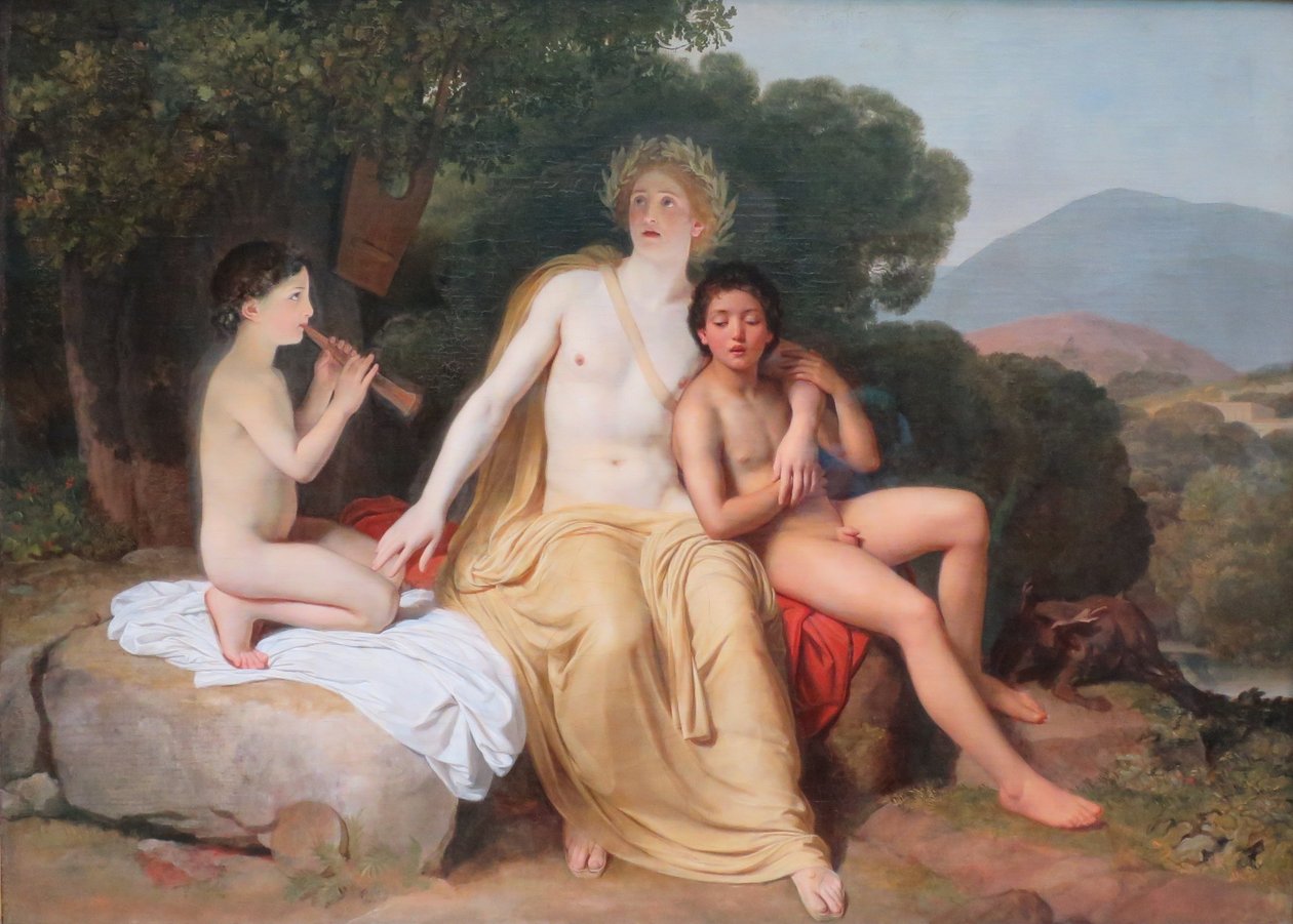 Ryska: "Apollo, Hyacinthus och Cyparissus spelar musik och sjunger" Apollo, Hyacinthus och Cyparissus spelar musik och sjunger av Alexander Ivanov