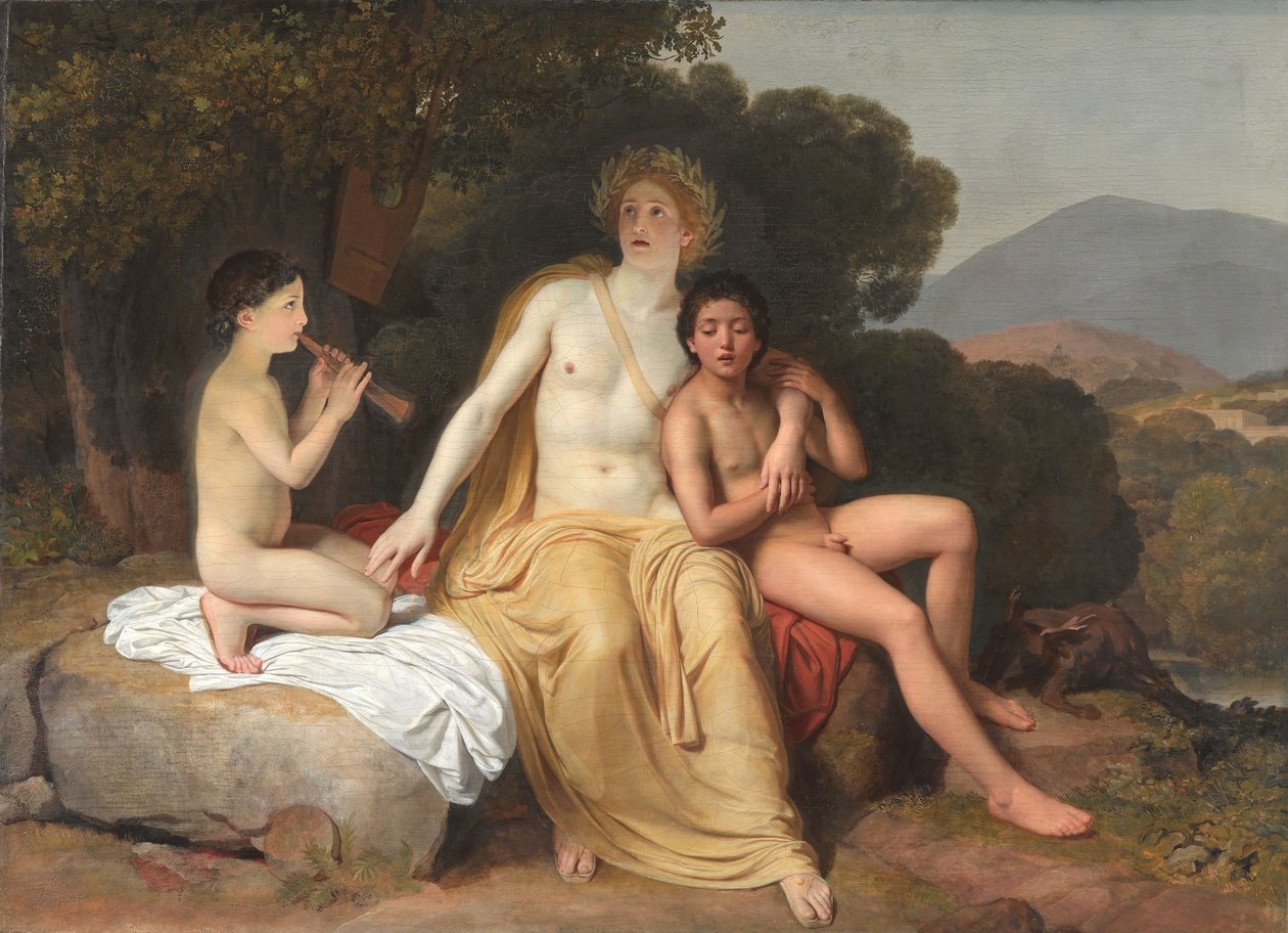 Ryska: "Apollo, Hyacinthus och Cyparissus gör musik och sjunger" Apollo, Hyacinthus och Cyparissus gör musik och sjunger av Alexander Ivanov