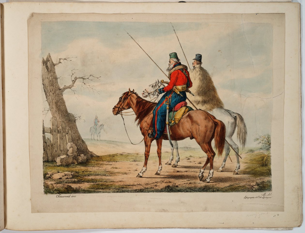 Kosacker - Sauerweid, Alexander Ivanovich (1783-1844) - 1815-1819 - Färglitografi - 52,3x68,7 - Privat samling av Alexander Ivanovich Sauerweid