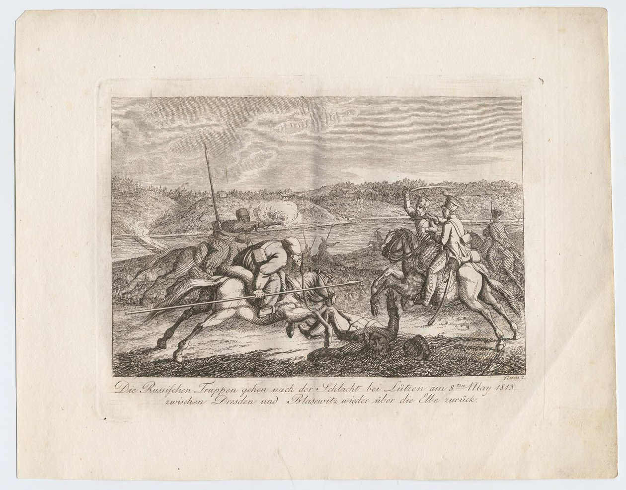 Ryska trupper går efter slaget vid Lutzen tillbaka över Elbe, 1813 av Alexander Ivanovich Sauerweid